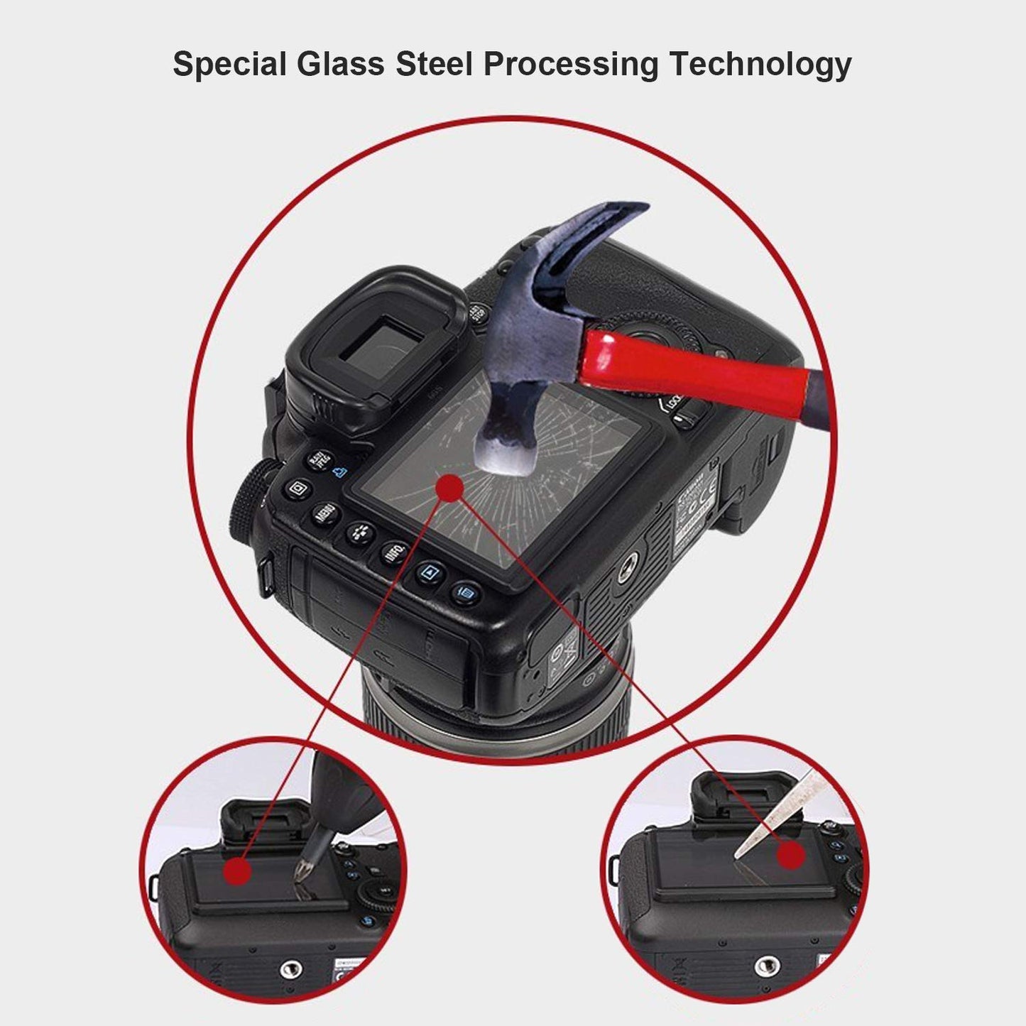 STSEETOP Screen Protector for Canon 7D Mark II with Clip-On Frame - Shatterproof Snap Installation, No Adhesive or Bubbles, Anti-Scratch Edge