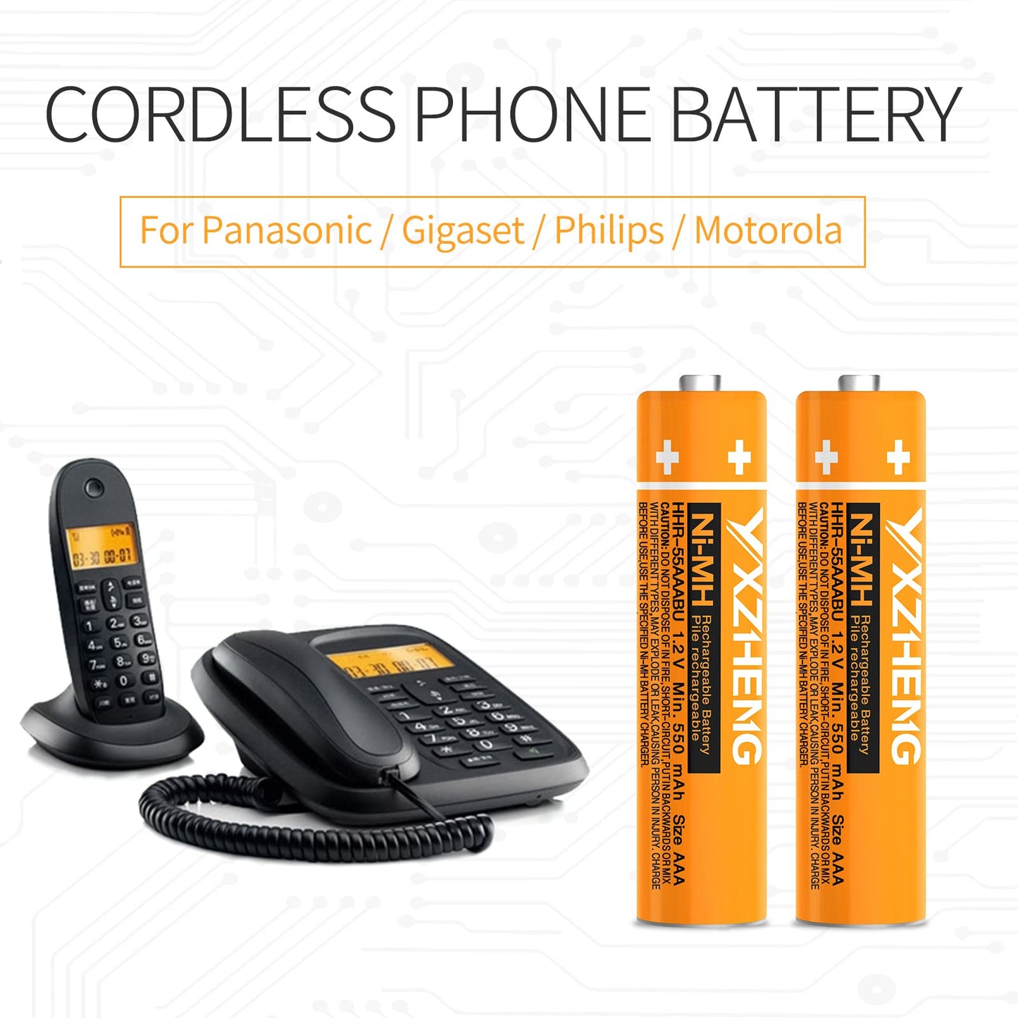 YXZHENG AAA Battery 8PCS 1.2V 550mAh Rechargeable NI-MH HHR-55AAABU Compatible with Panasonic Cordless Wireless Phone Telephone Handsets DECT 6.0