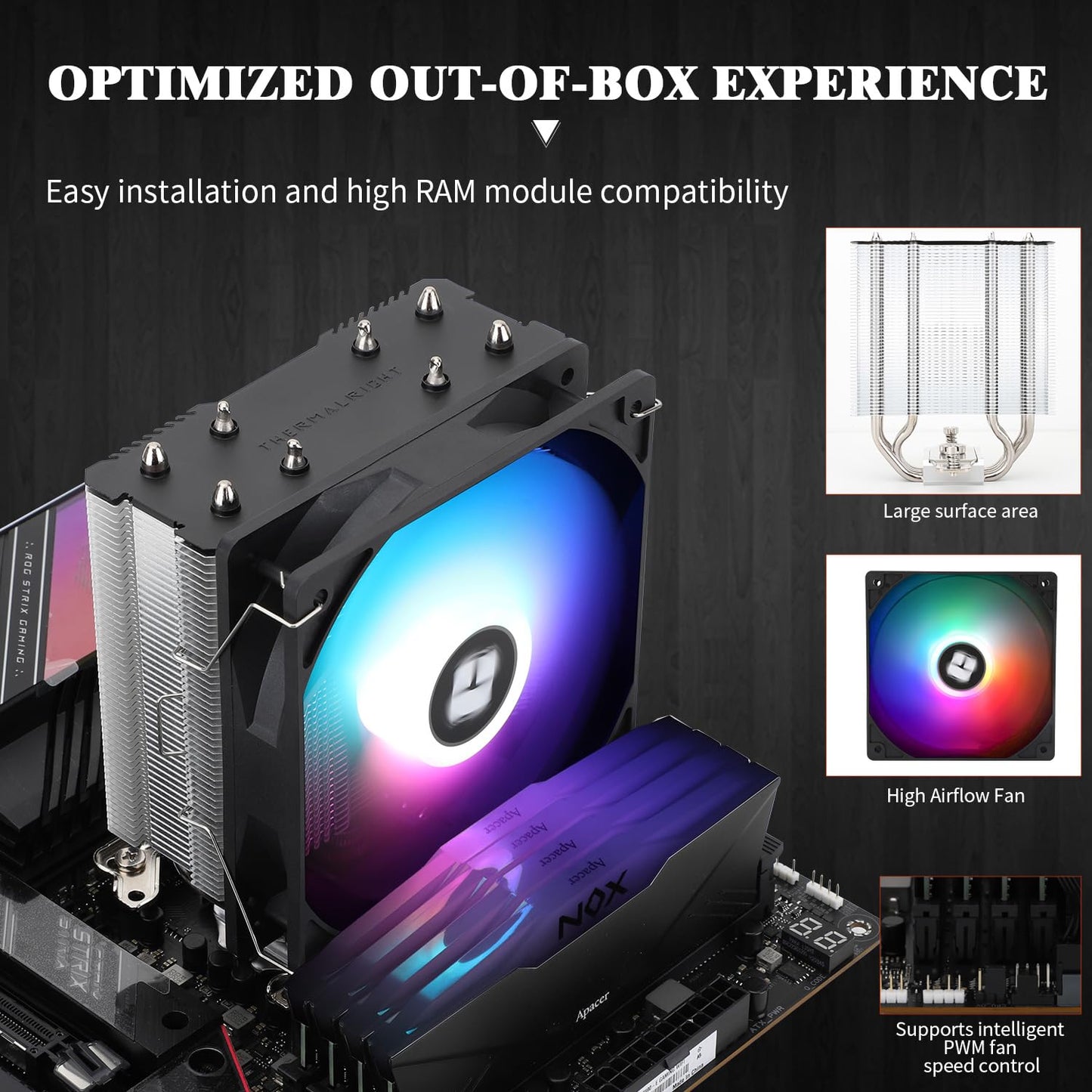 Thermalright Assassin X 120R SE V2 CPU Cooler, 4×6mm Heat Pipes, 1550RPM Speed 120mm RGB PWM Quiet Fan CPU Cooler with S-FDB Bearing, for AMD AM4