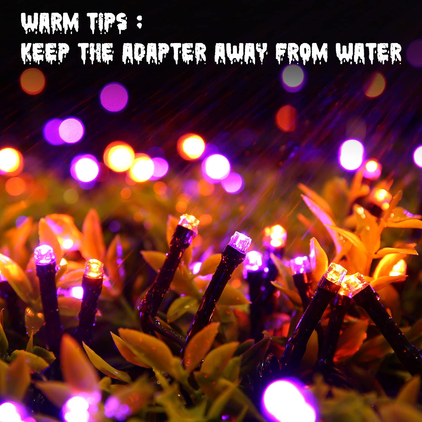 Orange and Purple Halloween Lights, 114ft 300 LED Connectable Halloween String Lights with 8 Modes, Waterproof Plug in Orange Purple Fairy Light