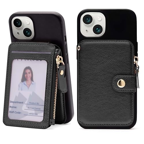 M-Plateau Small Wallet for Women Large Capacity with ID Window, Phone Wallet with Adhesive Card Holder for Phone Case (Compatible with Most