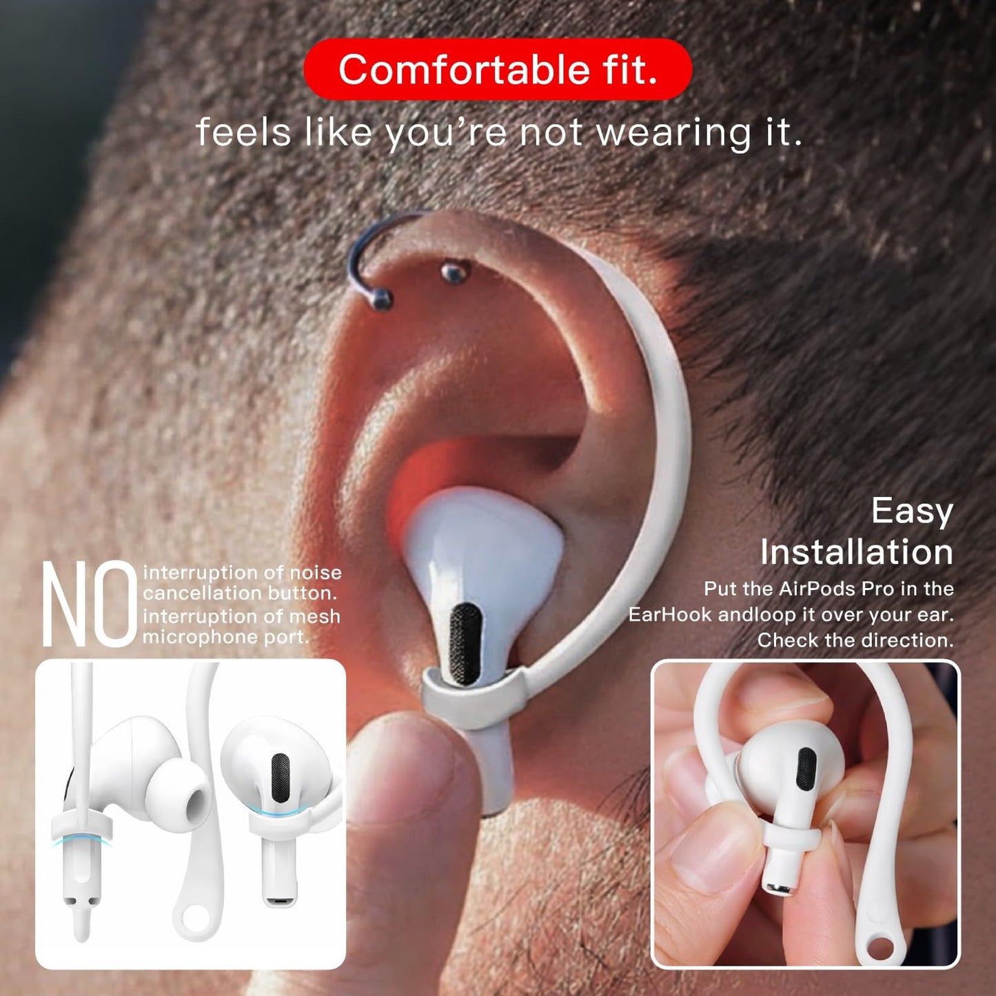 SJHJYYDDP Magnetic Anti-Lost Shoulder Strap for AirPods, Neck Cord for Headphones, Silicone Ear Hooks & Ear Caps, Compatible with AirPods 1st/2nd/3rd