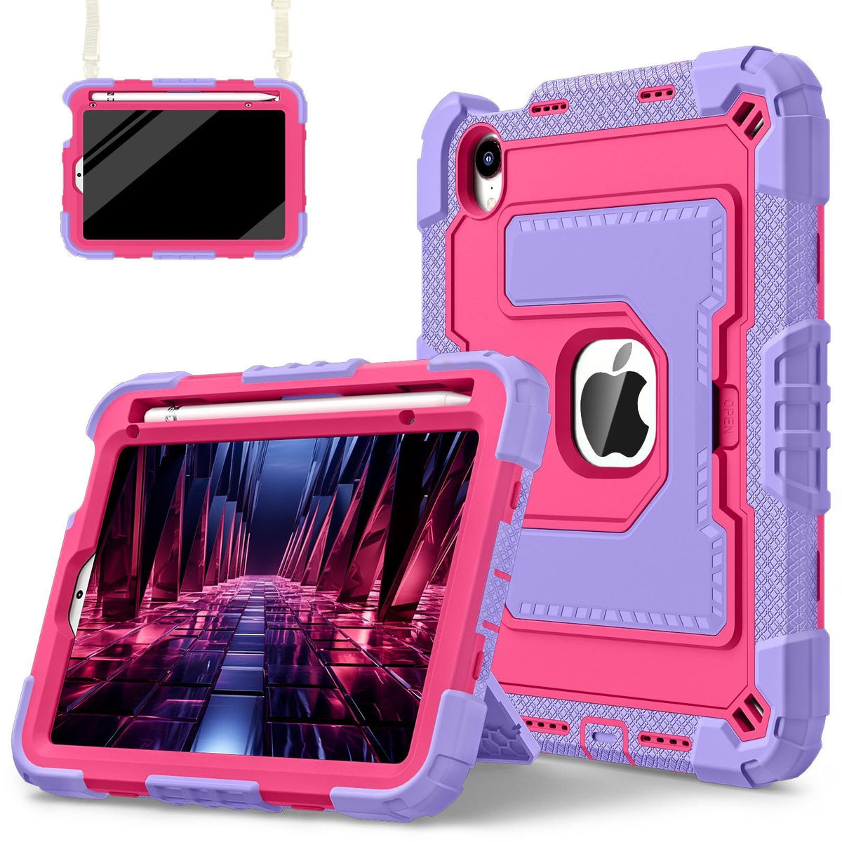 WTRFTJ Case for IPad 9/8/7(10.2-Inch,2021/2020/2019 Model),Equipped with Adjustable Bracket,Shoulder Strap & Pencil Holder Protective Cover,Shock