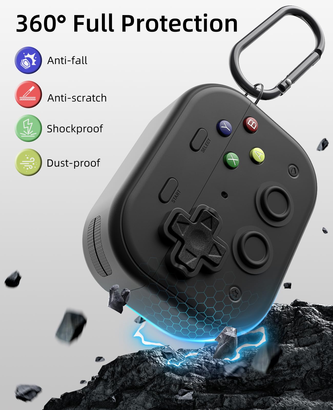 TiMOVO Case for AirPods Pro 3 (2025) with Secure Lock Clip, Hard Shell Game Console Design Shockproof Protective Cover for Apple AirPod Pro 3rd