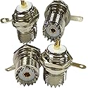 LYLGO (4-Pack) UHF Female SO239 Socket Bulkhead Welding Panel Mounting Straight Socket with Nut Bulkhead Handle Welding Post Connector RF
