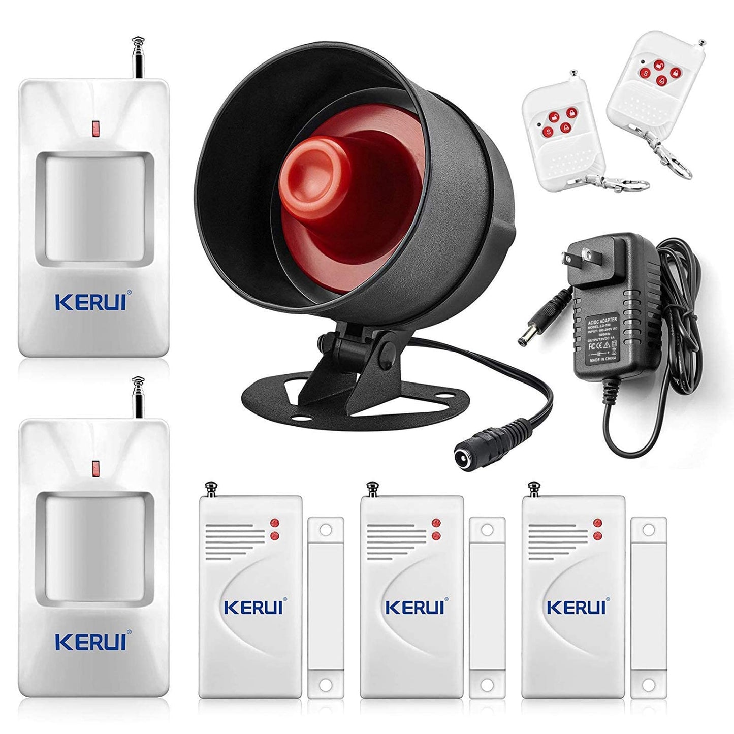 KERUI Standalone Home Office Shop Security Alarm System Kit,Wireless Loud Indoor/Outdoor Weatherproof Siren Horn with Remote Control and Door Contact