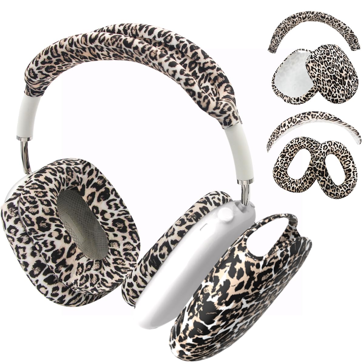4 in 1 Silicone Case Cover Compatible with Apple Airpods Max 2/1 Headphones(2026/2024/2020), Printed Ear Pad Case Cover Ear Cups Cover and Headband