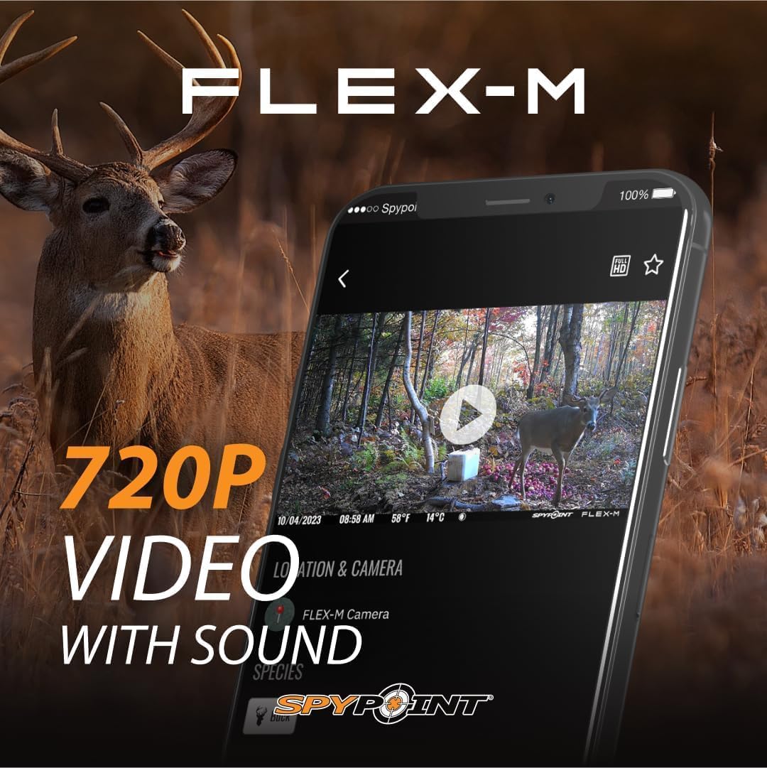 SPYPOINT Flex-M Twin Pack Cellular Trail Cameras - 2 SD Cards Included, Best Hunting Accessories, No WiFi Needed, GPS, Night Vision, IP65