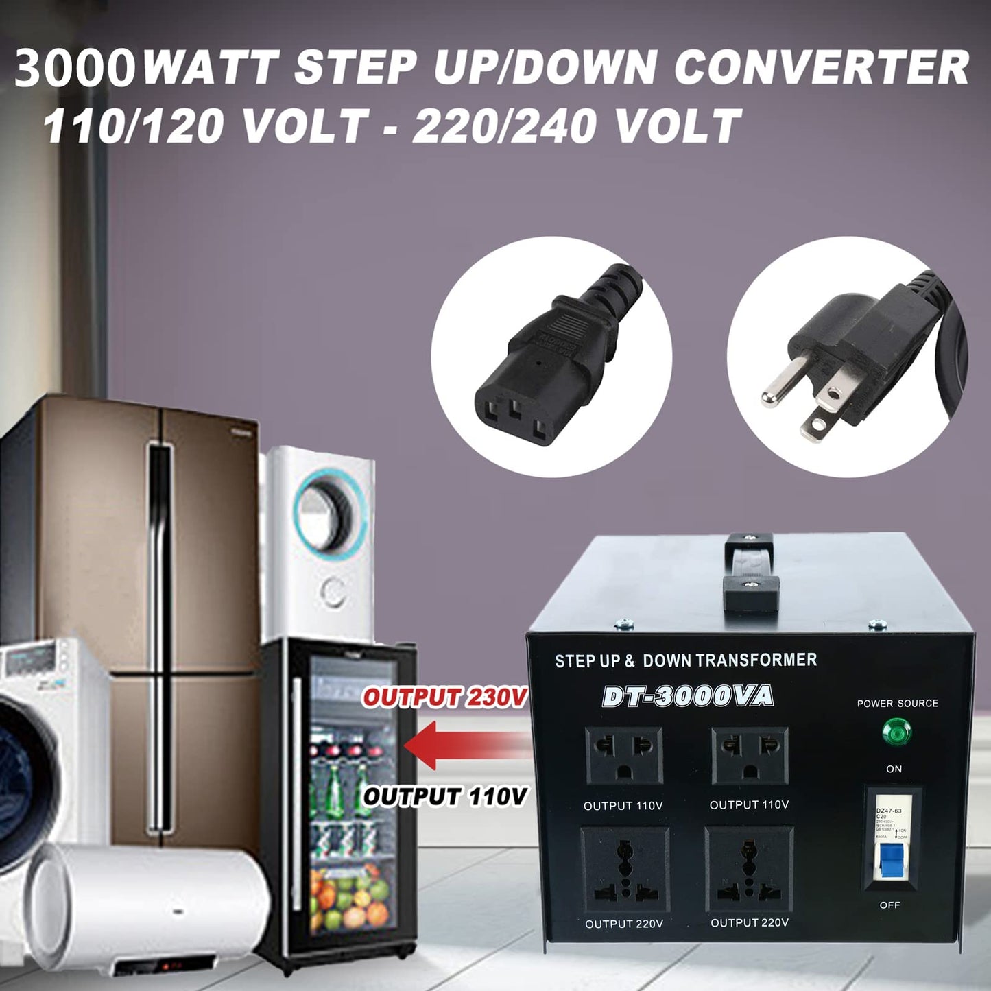 YaeCCC 3000VA Voltage Transformer Power Converter 110V/220V Converter AC-AC 3000VA