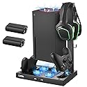 Lictin Cooling Fan Charging Station for Xbox Series X Console & Controller, Upgraded 4 Cooler Fan System Stand, Vertical Dual Charger Station Dock