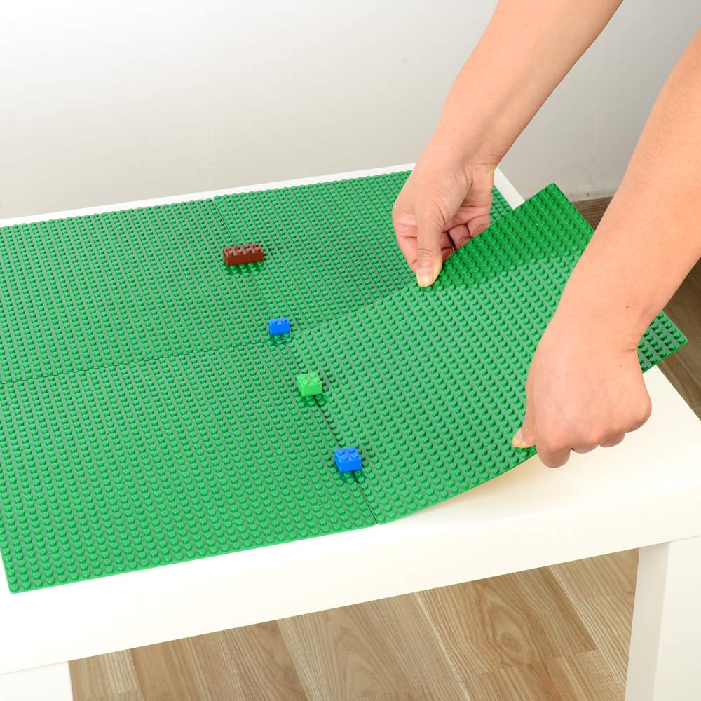 Peel-and-Stick Baseplates, Self Adhesive Building Brick Plates, Compatible with All Major Brands - 4 Pack (10" x 10") (Green)
