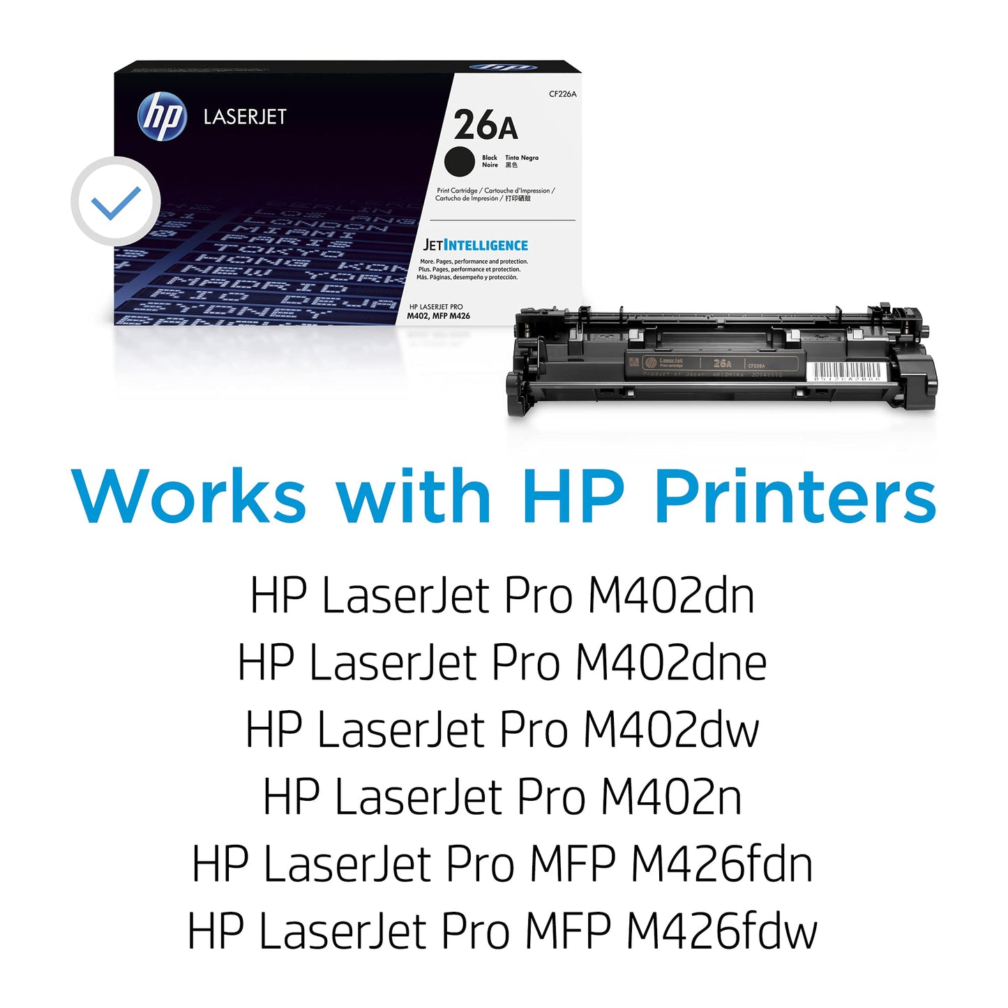 HP 26A Black Toner Cartridge Printers | Works with LaserJet Pro M402 Series; LaserJet Pro MFP M426 Series | CF226A