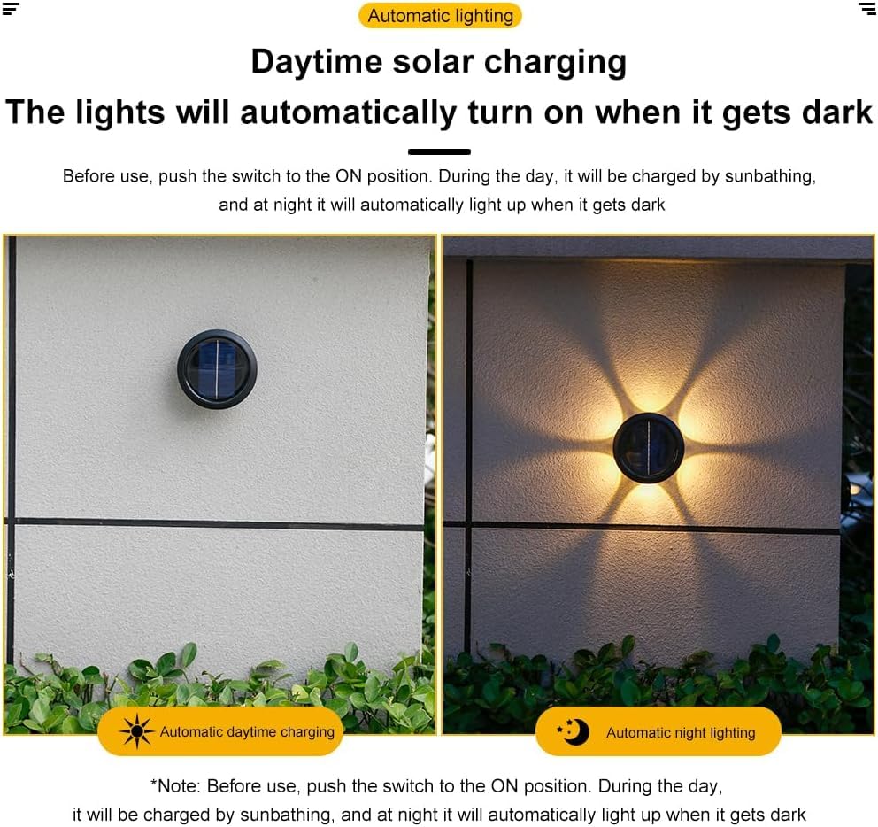 RAYOYASI Solar Lights, Ambiance Lights,wall Light, Decorative Light Downlights Dusk to Dawn Solar Wall Light Outdoor IP65 Waterproof for Backyard
