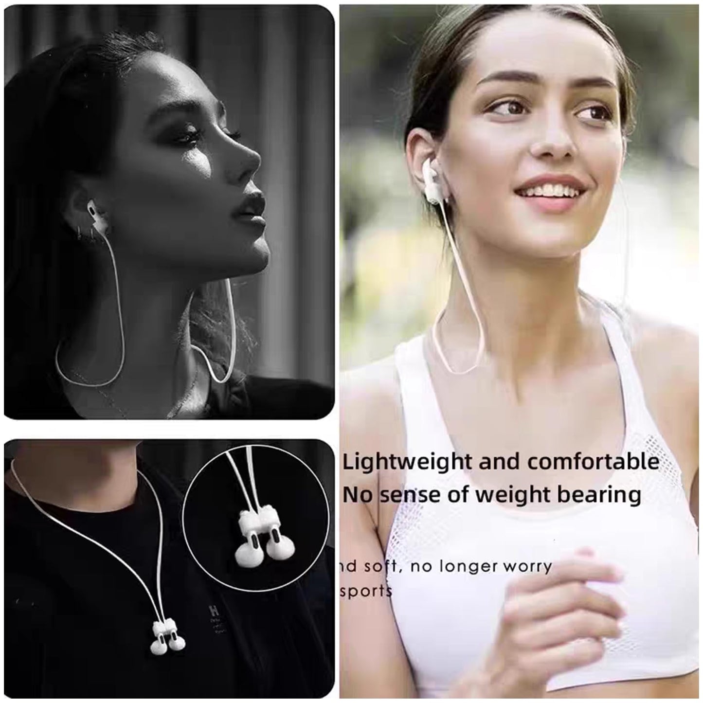 Magnetic Anti-Lost Straps for Apple AirPods 4st to 1th Generation and AirPods Pro 1st to 4th Generation, 2 Additional Pairs of Ear Hooks-Compatible