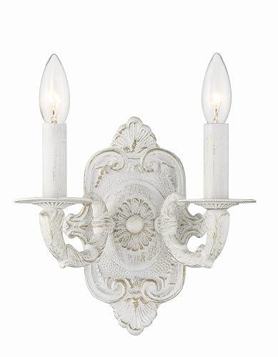Crystorama Paris Market 10'' Antique White Sconce