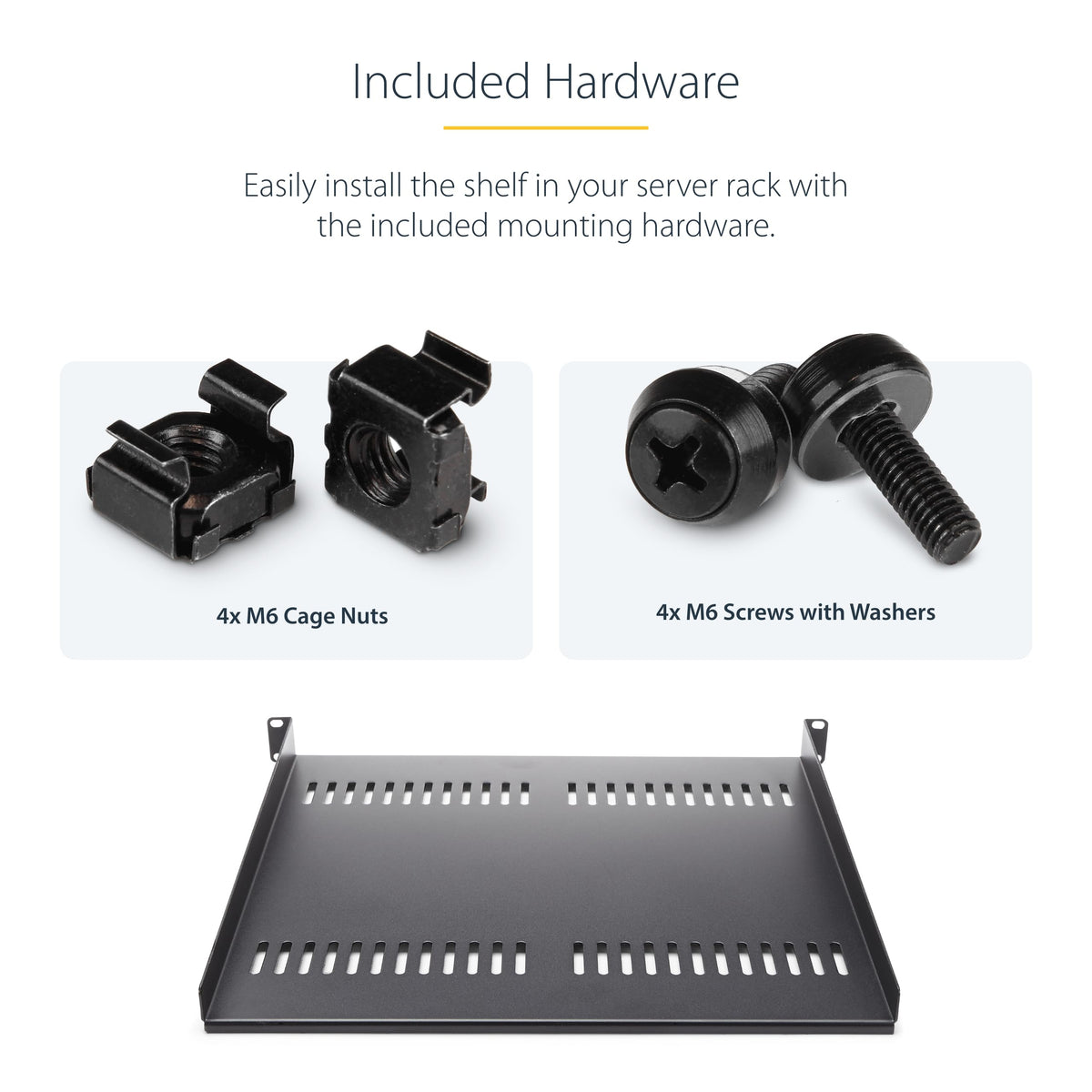 StarTech 1U Vented Cantilever Rack Shelf, 16in, 44lb/20kg (CABSHELF116V)
