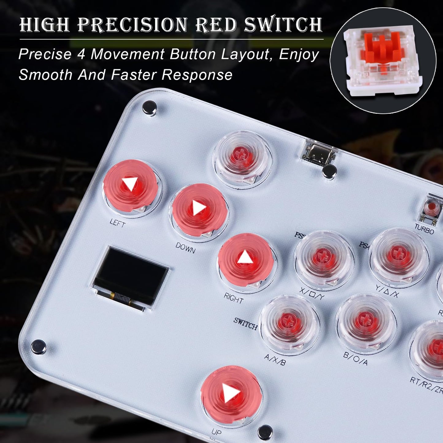 Arcade Stick Game Keyboard R13, Leverless Controller Arcade Stick with Turbo & Custom RGB, Silent All-Button Arcade Controller Street Fight