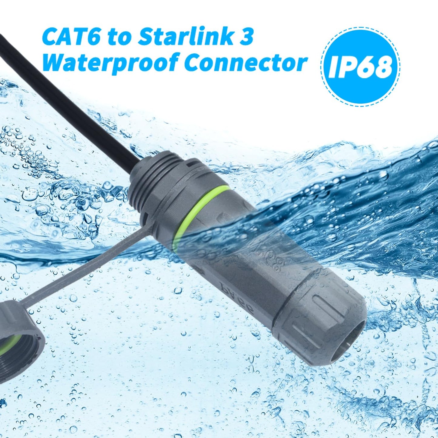 Azduou Waterproof Ethernet Adapter for Starlink - Gen 3 & Mini, Standard to RJ45 Coupler (2 Pack)