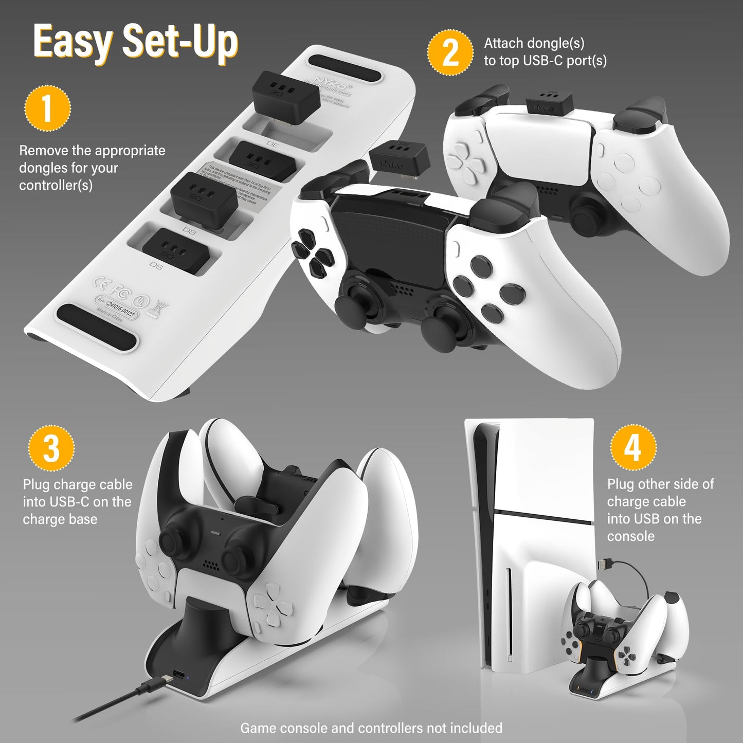 Nyko - Charge Base Edge - Store & Charge Station Compatible with PS5 DualSense & Edge Controllers - PS5 Slim Accessory Dual Port Recharging Dock
