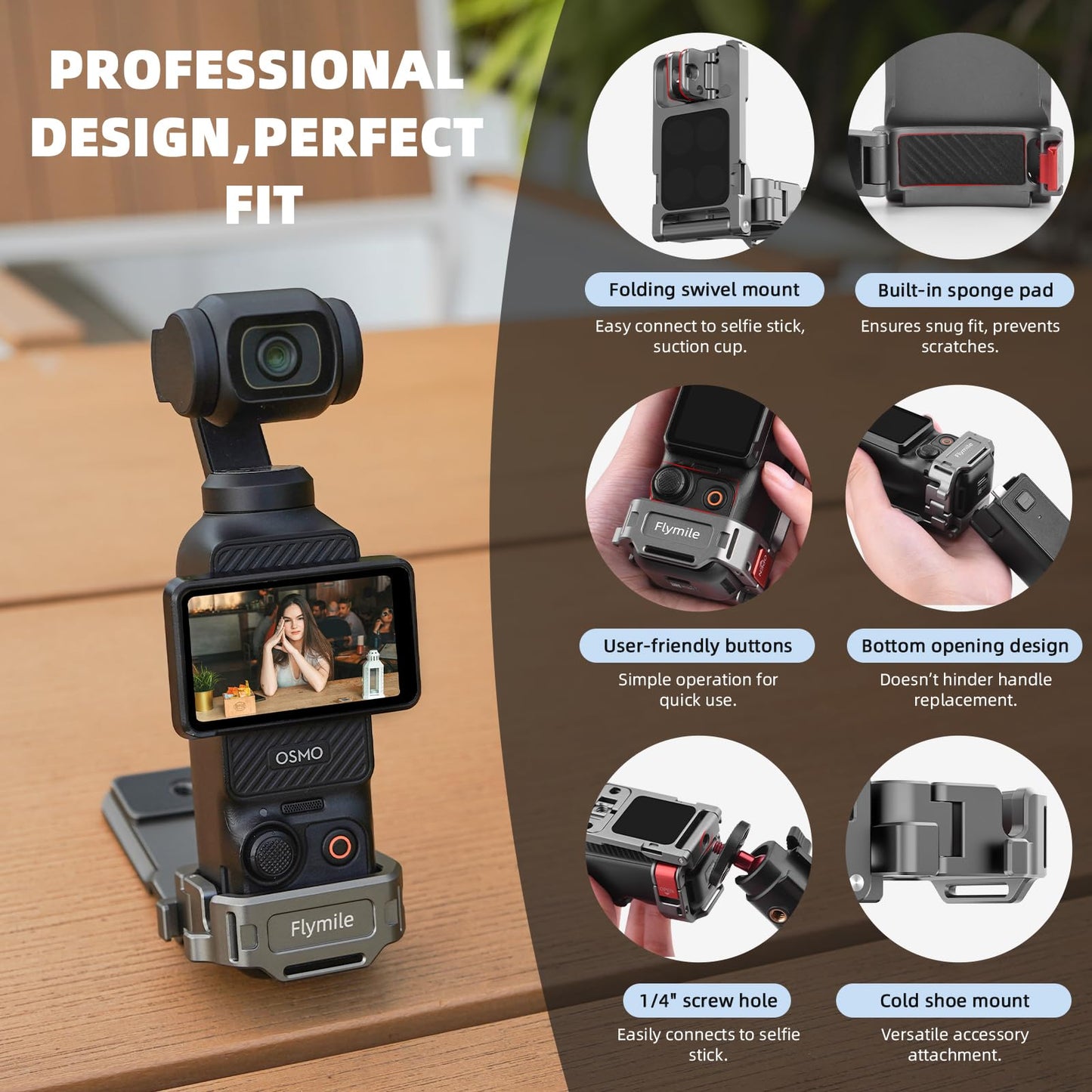 Flymile Pocket 3 Magnetic Mount, Magnet Expansion Adapter Holder with Cold Shoe on Iron Fence etc, Aluminum Alloy Magnetic Mount Stand for DJI Osmo