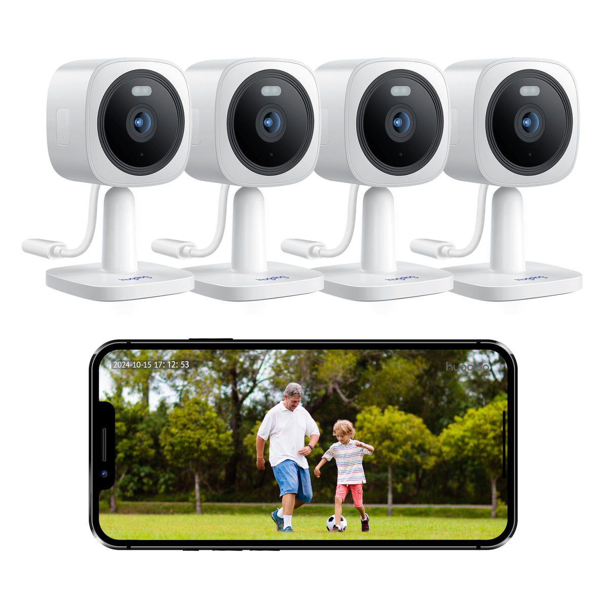 Hugolog 2K Indoor Outdoor Security Cameras for Home Security,Home Camera with Starlight Color Night Vision,Built-in Spotlight,Motion Detection,2-Way