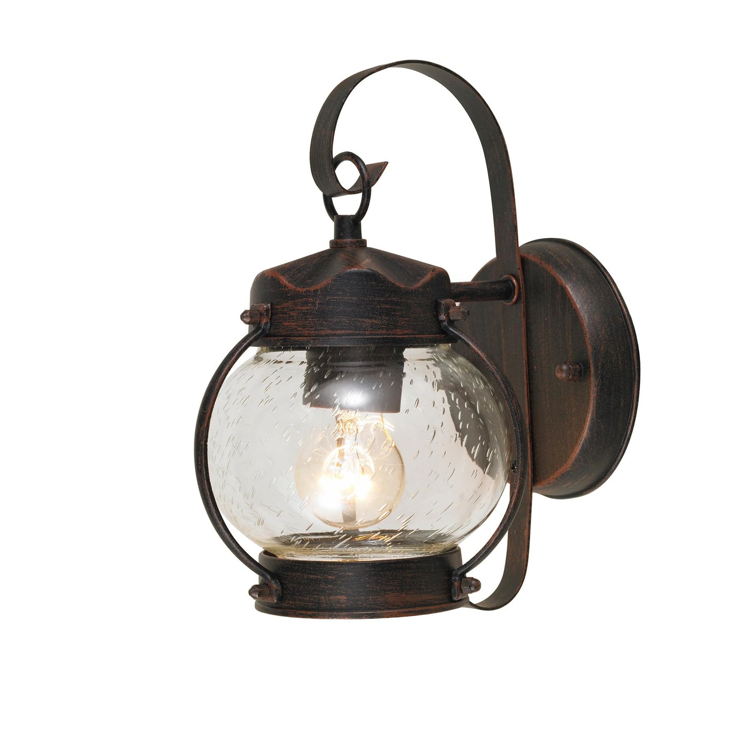 Lucande 10.2" Outdoor Wall Light, Rustic Lantern Sconce with Bubble Glass Shade, Rust Brown Exterior Light for Porch Decor Front Door Garage Patio
