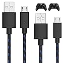 Talkworks Controller Charger Cord for Xbox One - 2 Pack 10 ft Nylon Braided Micro USB Charging Cable - Also Android Compatible with Samsung Galaxy