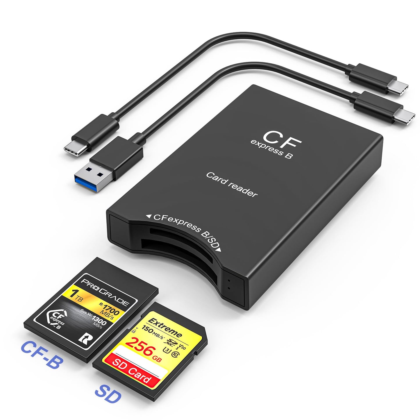 Cfexpress Type B and SD Card Reader, 10Gpbs CF Express Type B Adapter with USB C to USB A Cable, SD to CF Express Type B Adapter, Cf Express Type B