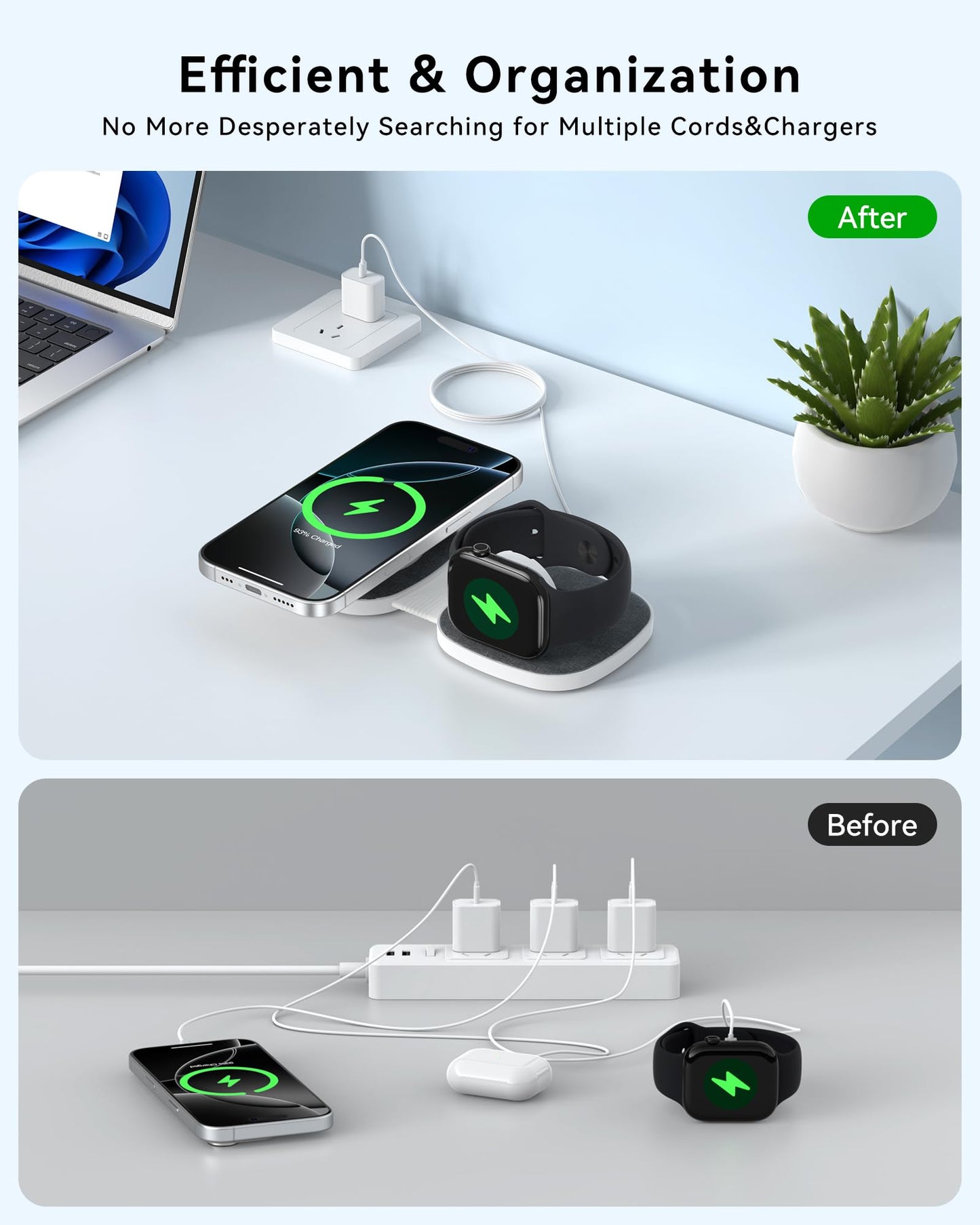 Charging Station for Apple Multiple Devices?2 in 1 Foldable Wireless Charger for Magnetic Wireless Charger Station Travel Charging Pad for Apple