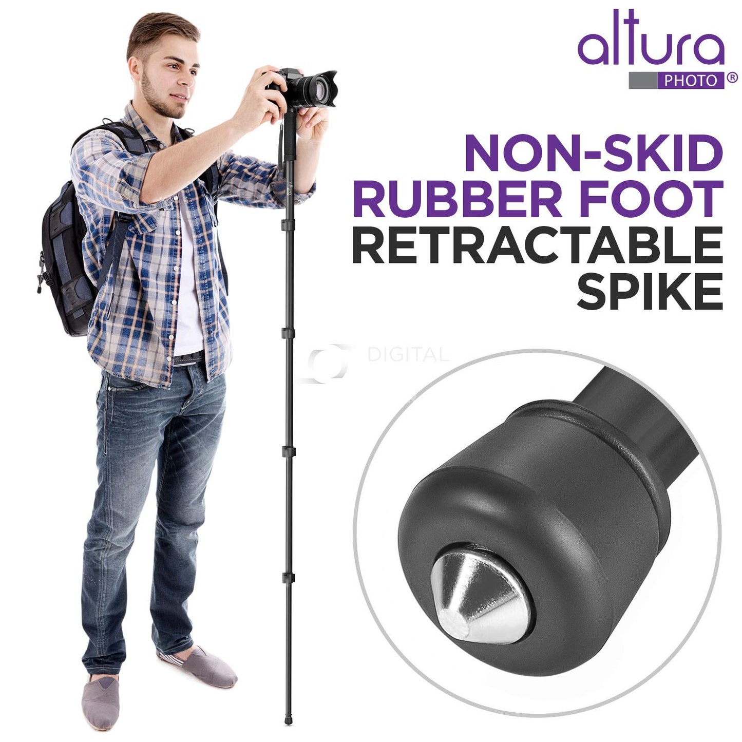 Altura Photo 62-Inch Camera Monopod - Heavy Duty Stand for Canon, Nikon, & Sony Mirrorless & DSLR Cameras - Steady Photography, Lightweight & Portable