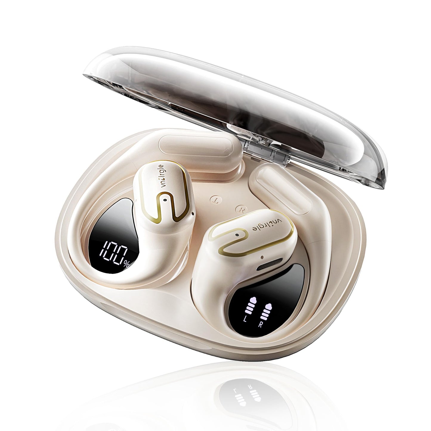 Open Ear Headphones Earbuds Wireless - 5.4 Bluetooth Ear Buds with LED Digital Display IPX7 Waterproof, Wireless Headphones Touch Control Air