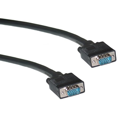 ACL 50 Feet HD15 Male to HD15 Male SVGA Cable, Coaxial Construction, Double Shielded, Black, 2 Pack