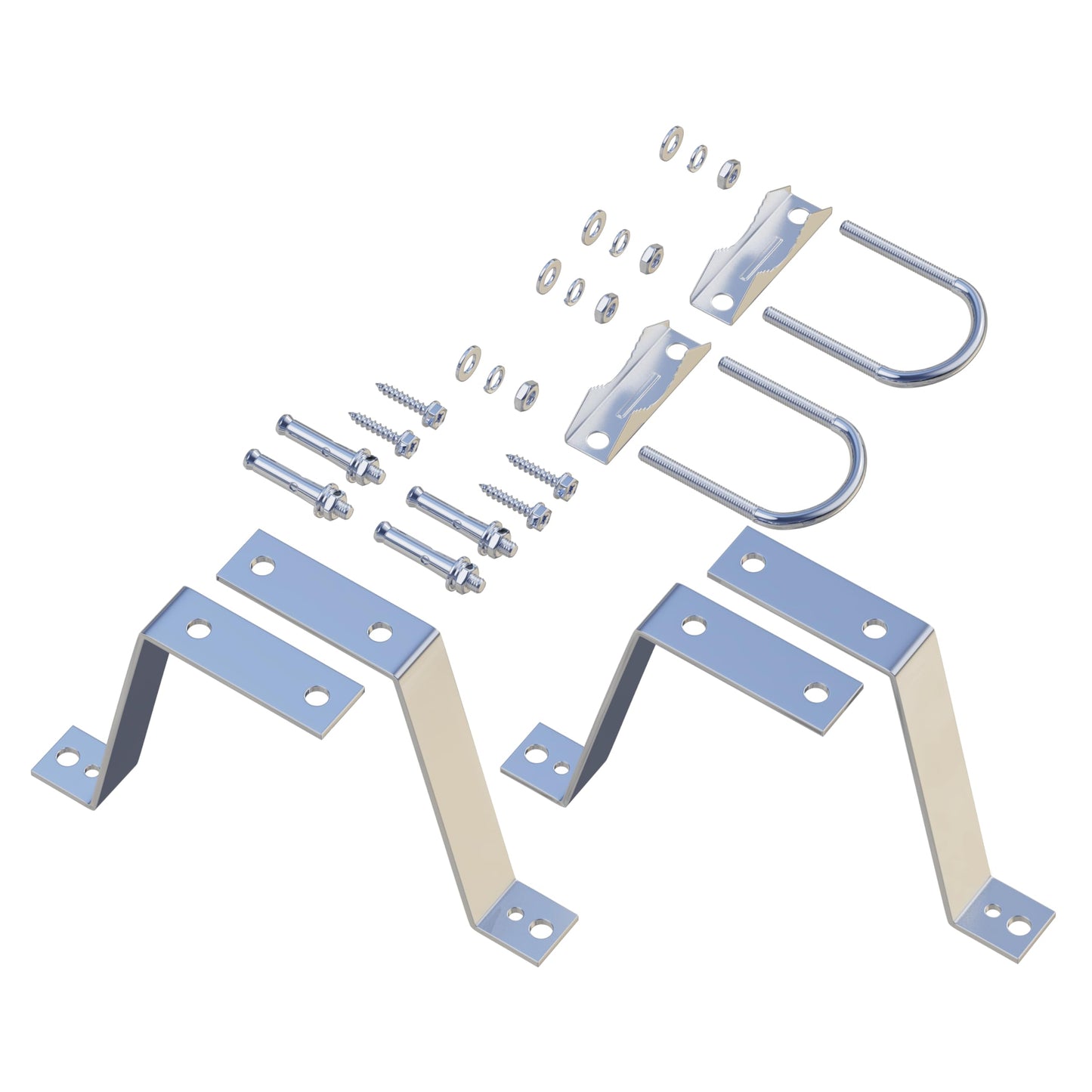 MOOKEERF 2 PCS Antenna Wall Mount with U-Bolts for 1"-2" OD Poles, Stainless Steel Double Antenna Mast Clamp Heavy Duty Mounting Kit for Antenna