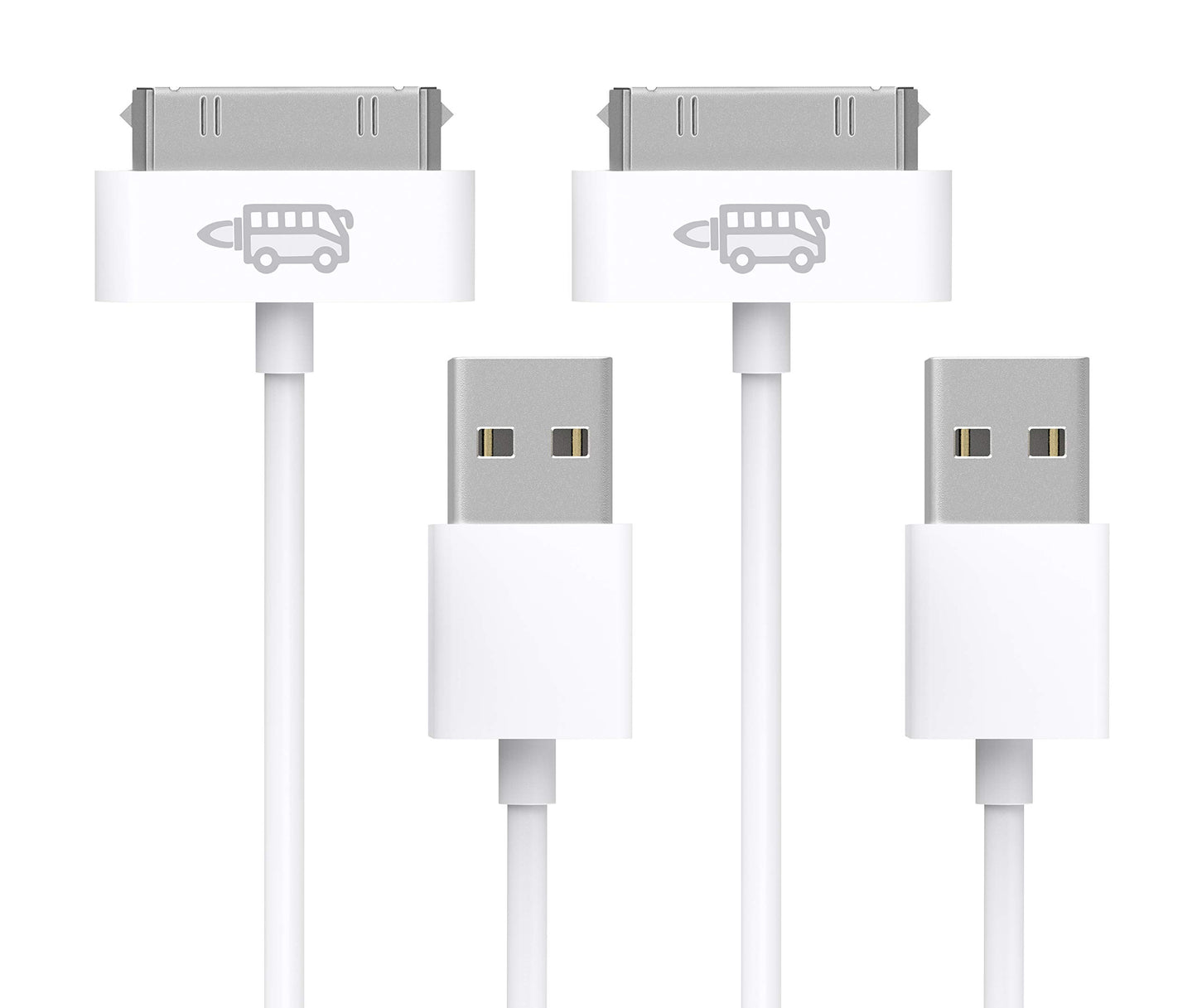 RocketBus 2-Pack USB Sync Charging Charger Data Transfer Cable Cord for Use to Work with Charge Old Models Apple iPhone 3 3G 3GS 4 4S iPod 4G 4th Gen