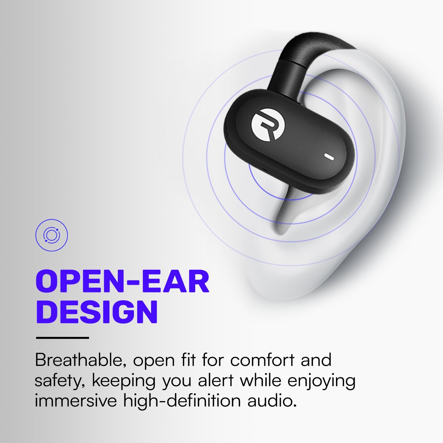 Raycon Fitness Open Ear Earbuds - Open Ear Headphones, Earbuds Wireless Bluetooth, Running Headphones, Sweat & Water-Resistant Earphones, 40 Hours