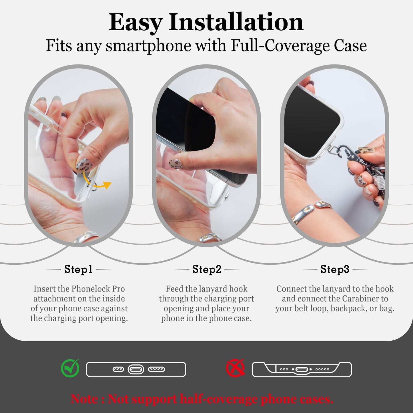 DINALLE Retractable Cell Phone Lanyard, Heavy Duty Metal Anti-Theft Phone Tether with Belt Clip Carabiner, Metal Universal Anchor, 28" Retractable