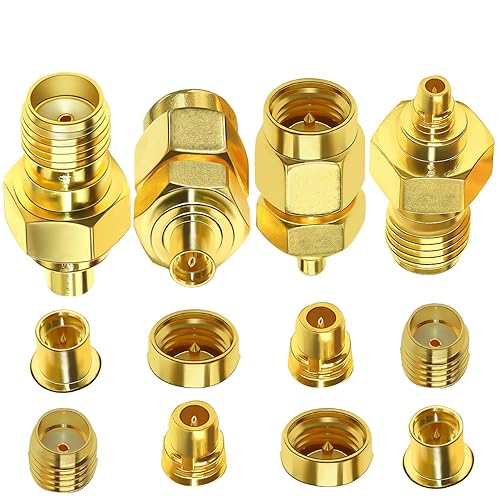 TUOLNK SMA to MMCX Coaxial Adapter Kit Pure Brass for WiFi Antenna/Networks/Extension Cable MMCX Male/Female to SMA Male/Female Coax Connector Kits