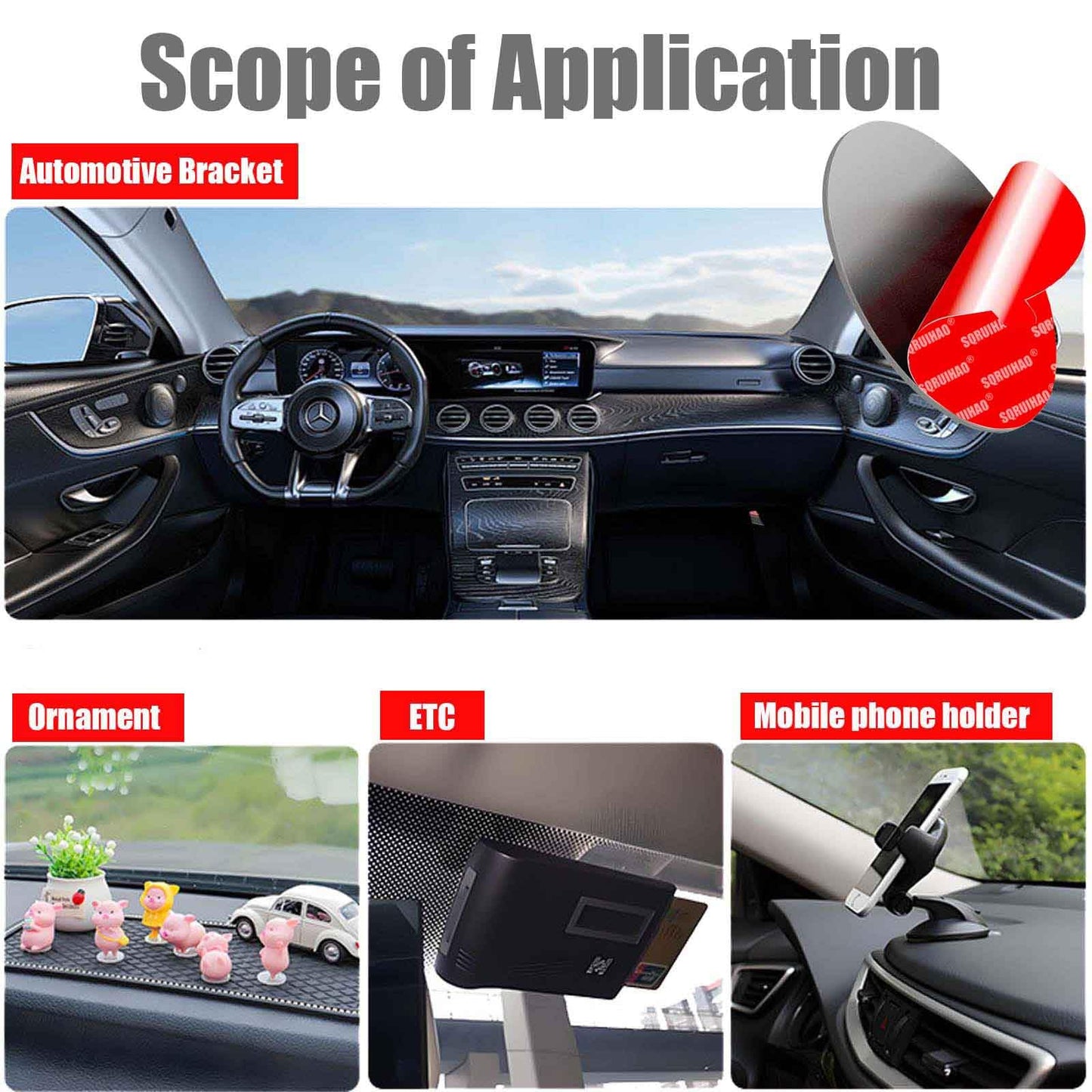 SQRUIHAO Sticky Adhesive Pads, 28PCS 2" Double Sided Pads, Heat Resistant Heavy Duty Adhesive Sticky Pads Replacement for Car Phone Holder Mount