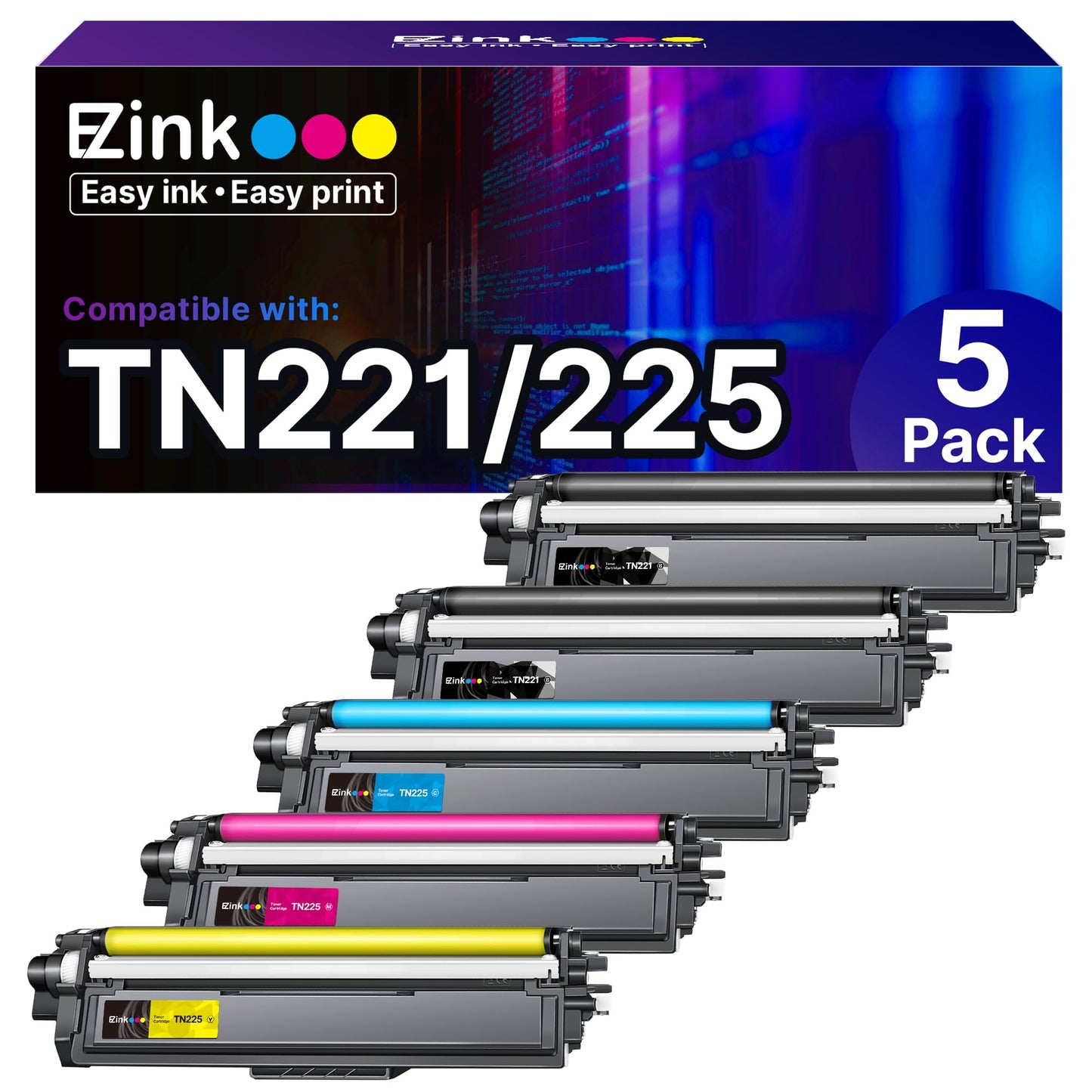 E-Z Ink Compatible TN221 TN225 Toner Cartridge Replacement for Brother TN-221 TN-225 to Use with MFC-9130CW HL-3170CDW MFC-9340CDW HL-3140CW