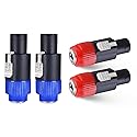 SUNNAREPOON Speakon to 1/4 Adapter Connector - 4 Pack Speak on Male to 1/4 Inch Female Adapters with Twist Lock, NL4FC Connectors to 1/4" TS Mono Plug