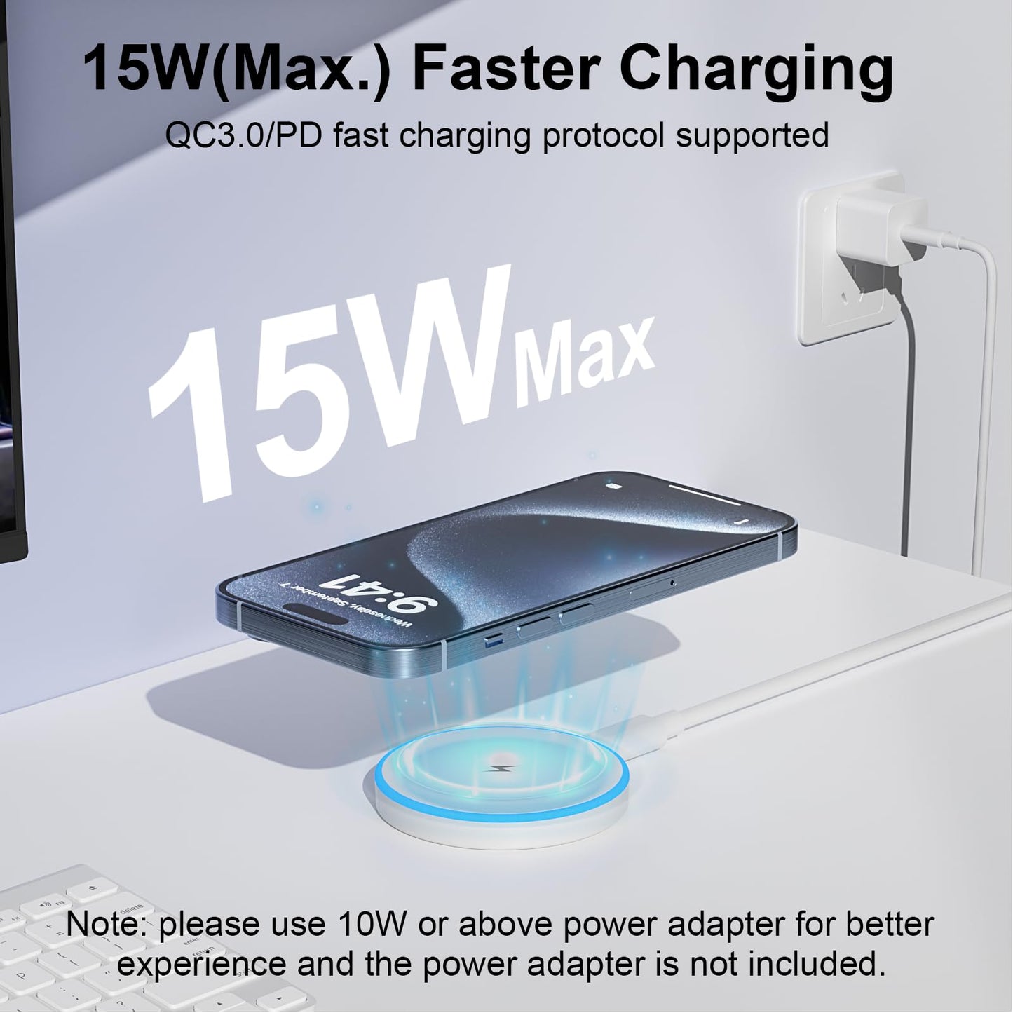 MagSafe Charger 15W Magnetic Wireless Charger Fast Charging Pad Compatible with iPhone 17/16/15/14/13/12 Series & AirPods 4/3/2/Pro Magnetic MagSafe