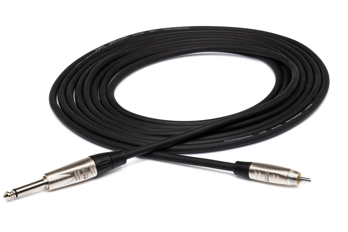 Hosa HPR-020 Pro Unbalanced Interconnect, REAN 1/4" TS to RCA, 20 Feet