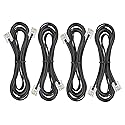 Yumiwoow Telephone landline Extension Cord Cable, Cord with Standard RJ-11 6P4C Plug (10FT-4Pack-Black)