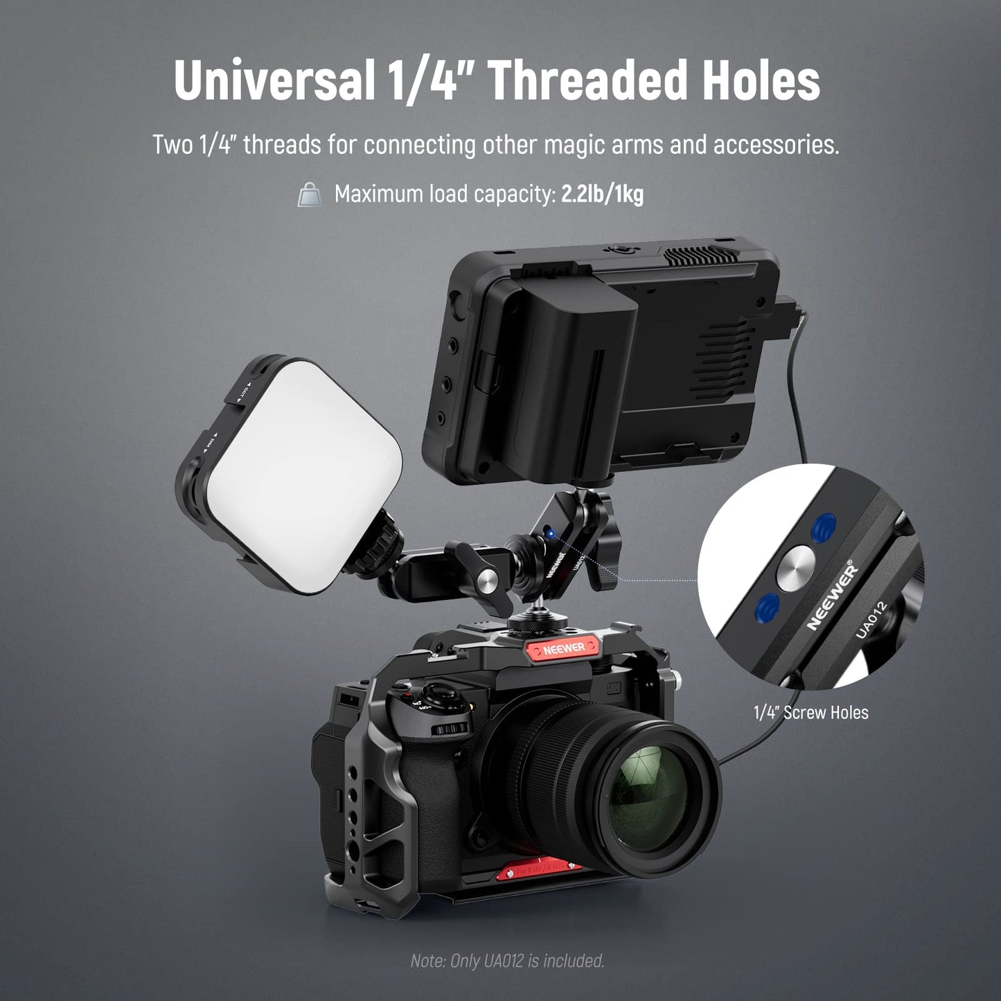 NEEWER Flexible Articulating Magic Arm with Dual Ball Heads, CNC Machined Aluminum Alloy with 1/4" Screws&Holes for Camera Monitor, LED Light