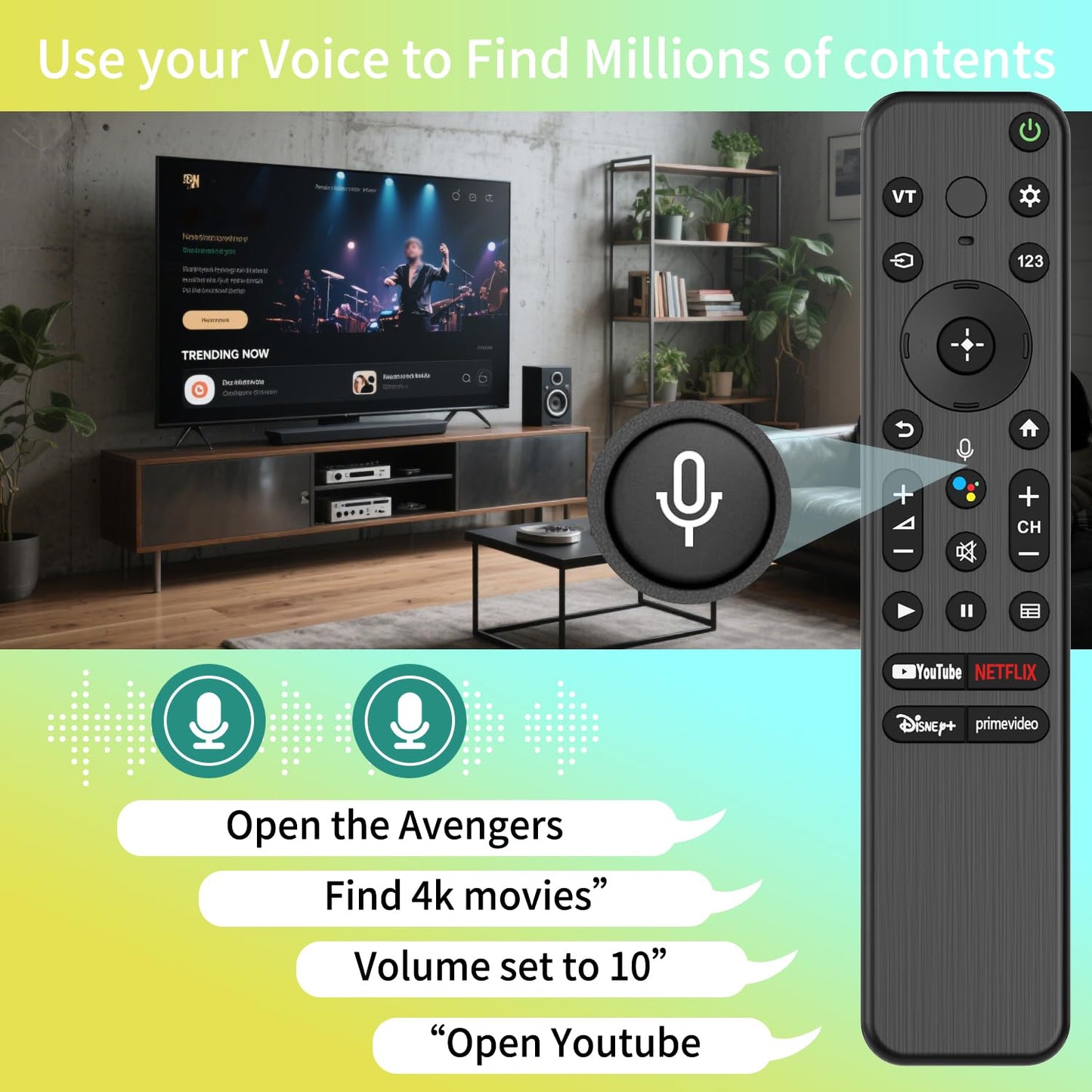 Voice Remote for Sony Smart TVs,Replacement Remote Control for All Sony Bravia 4K UHD LED/LCD HD Smart TVs