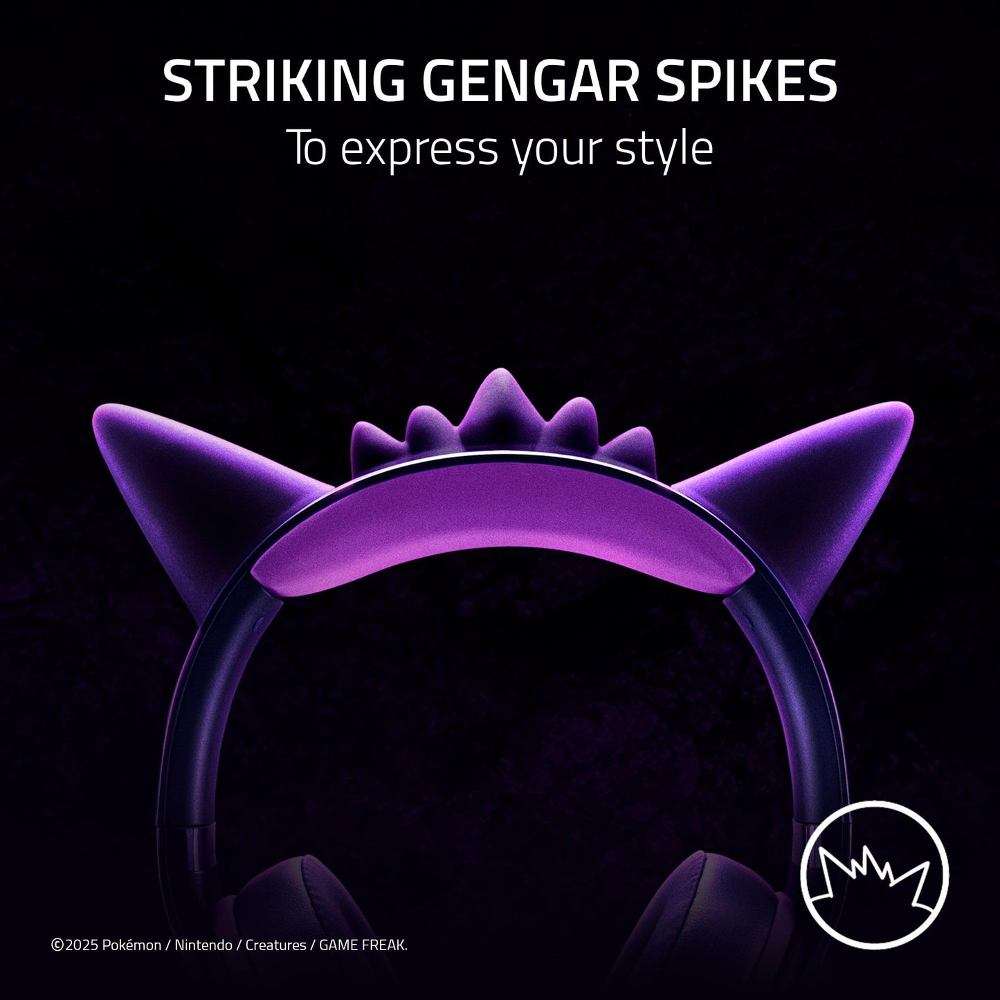 Razer Kraken Kitty V2 USB Wired Headset: Gengar Spikes - Stream Reactive Lighting - HyperClear Cardioid Mic - 40 mm Drivers - 7.1 Surround Sound