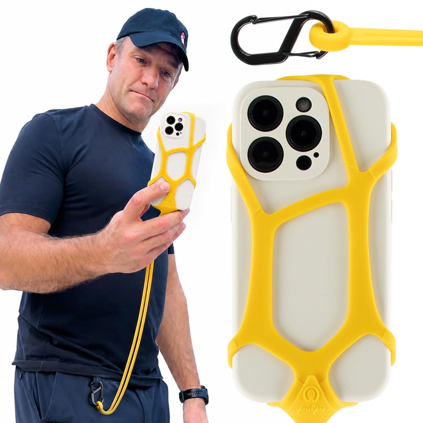 Pulpo Safety Cell Phone Lanyard Yellow Fits Smartphones 6.1" to 6.8” - Anti Theft Phone Strap for Men & Women, Lanyards for Phones, Hiking Phone