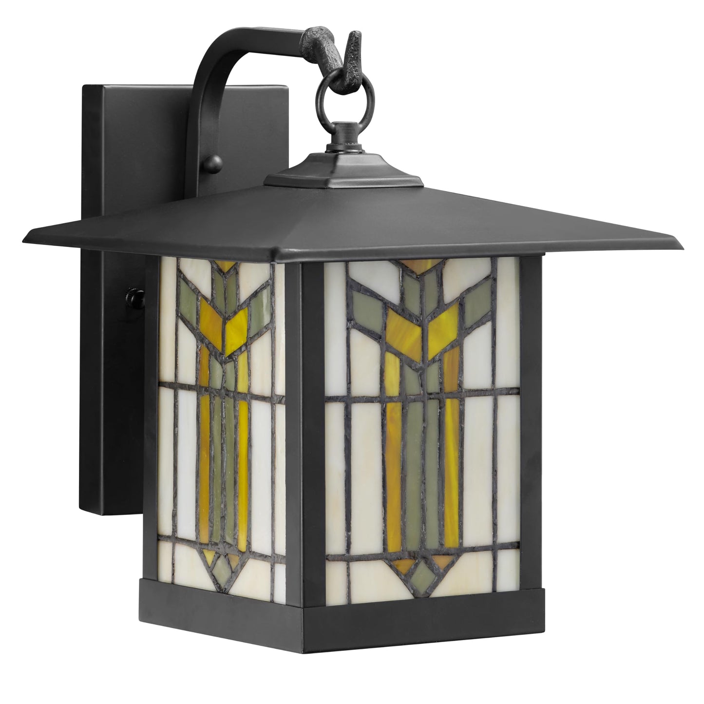 RIVER OF GOODS Stained Glass Outdoor Light Fixture - 11.75" H - Mission Style Porch Light - Lily