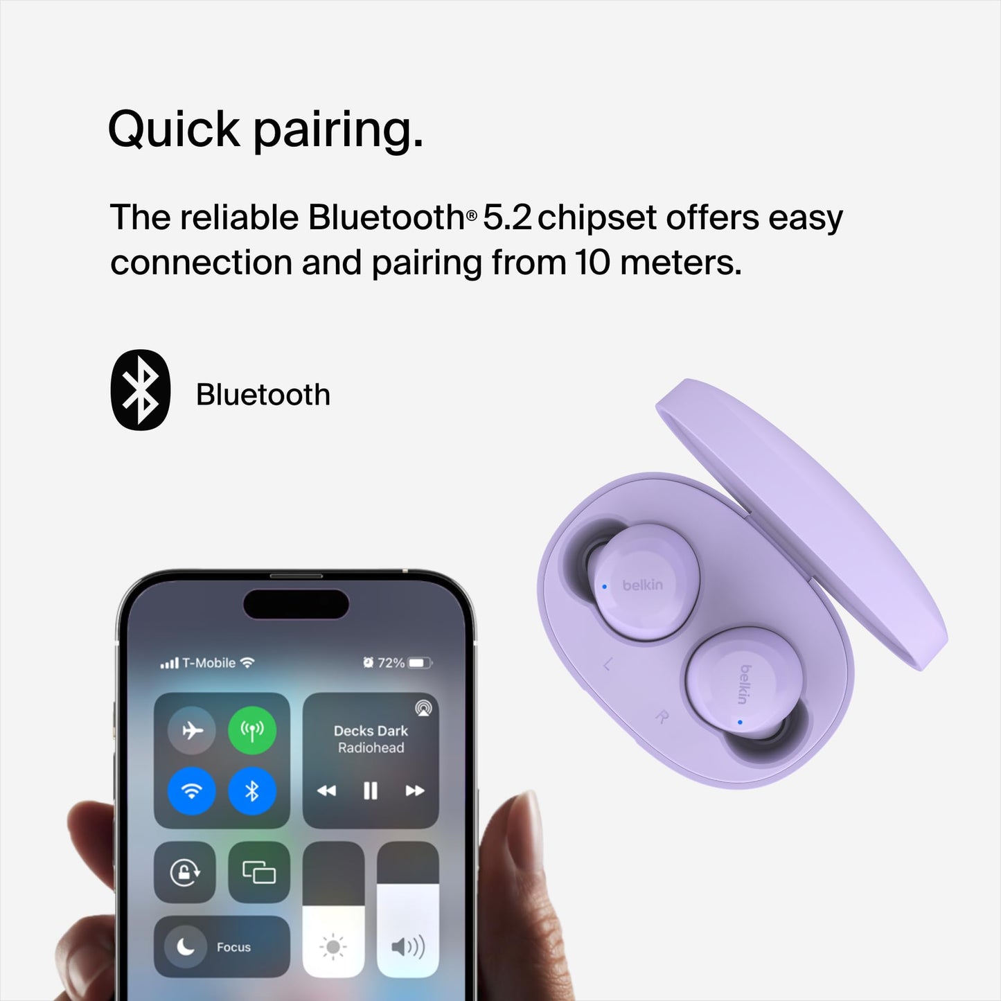 Belkin SoundForm Bolt True Wireless Earbuds, Wireless Charging, IPX4 Sweat and Water-Resistant, USB-C, Up to 28 Hours of Battery Life for Apple…