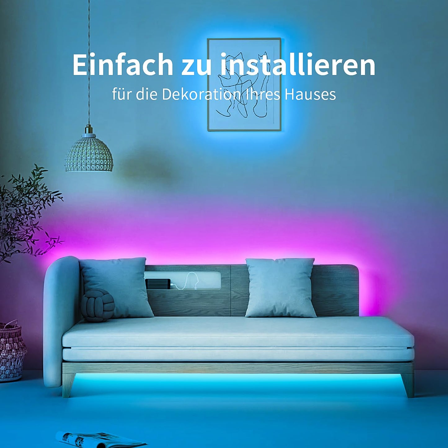 BATHEBRIGHT Led Strip Lights 15M,Music Sync RGB Bluetooth Color Changing Flexible LED Light Strips,with Smart App Control Remote, Led Lights